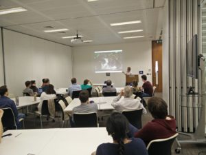 Henry, Hedgehog Officer for PTES, giving a talk in the city